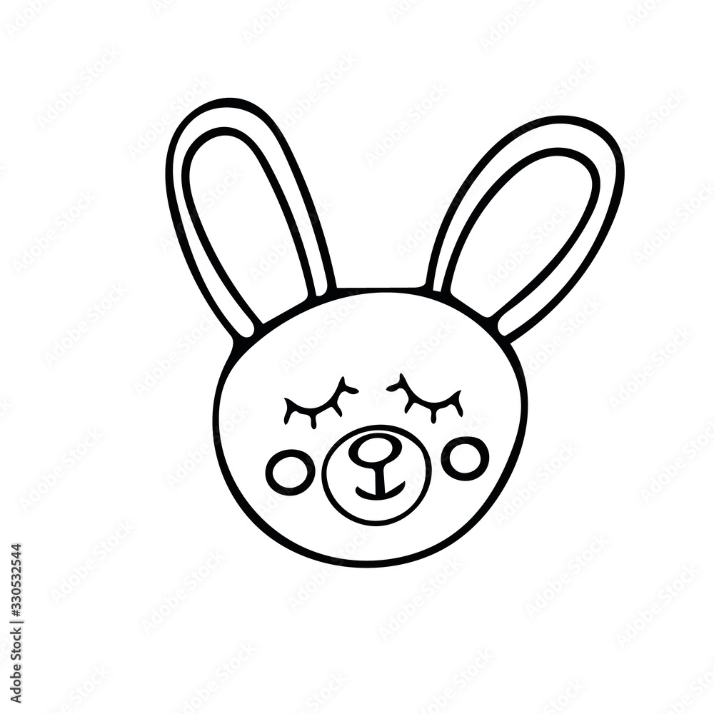 hare in doodle style. cute beast hand drawn in scandinavian simple monochrome. element for the design of children's rooms, clothes, sticker, coloring, poster hare in doodle style. cute beast hand drawn in scandinavian simple monochrome. element for the design of children's rooms, clothes, sticker, coloring, poster