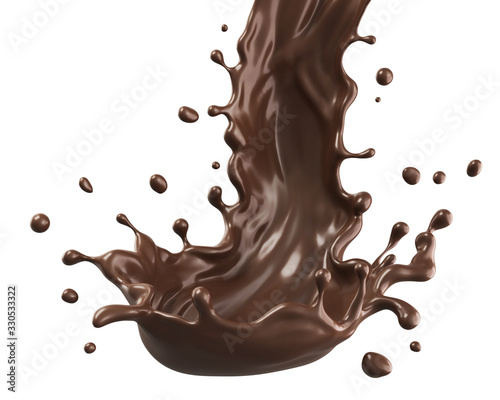 Chocolate Milk splash in shape of spiral and twist, 3d illustration.