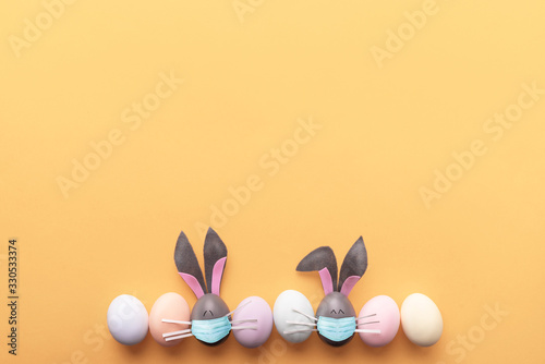 Photography Cute creative photo with easter eggs, some eggs like easter bunny
