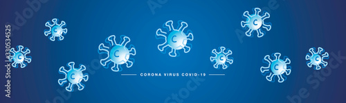 Corona virus line design blue background banner