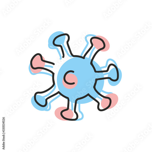 Coronavirus Covid 19 handwritten line design icon logo