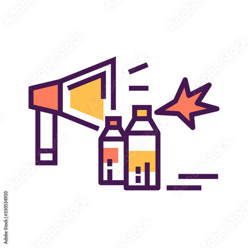 Revolution line color icon. Civil unrest, vandalism. Social protest. Pictogram for web page, mobile app, promo. Editable stroke.