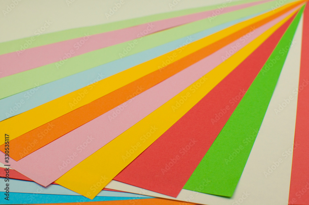 Obraz premium Color papers geometry flat composition background with rainbow tones