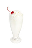 Milkshake with whipped cream in a glass on a white background drink