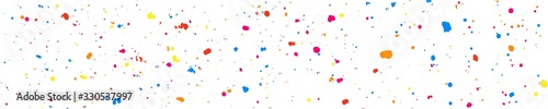 Abstract explosion of confetti. Colorful grainy texture isolated on white. Panoramic background. Colored stains and blots. Wide horizontal long banner for site. Illustration, EPS 10. 
