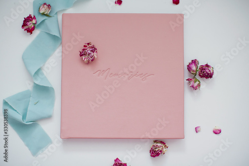 Pink leather book or album for photos