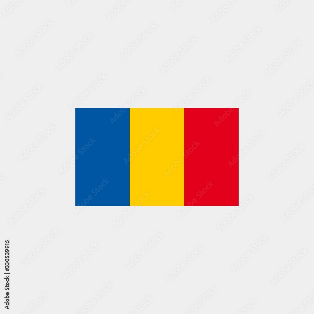 Fototapeta premium Romania flag. Vector illustration on gray background. The european union flag