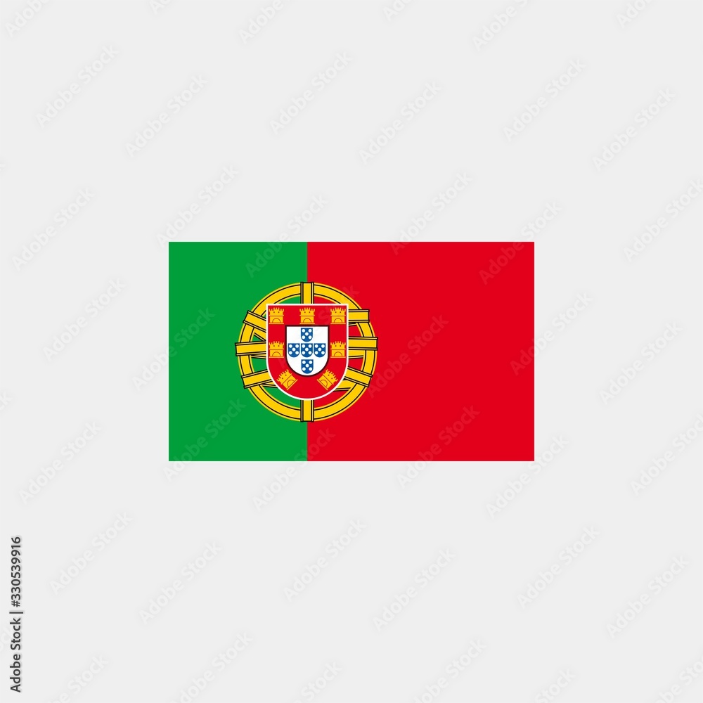 Portugal flag. Vector illustration on gray background. The european union flag