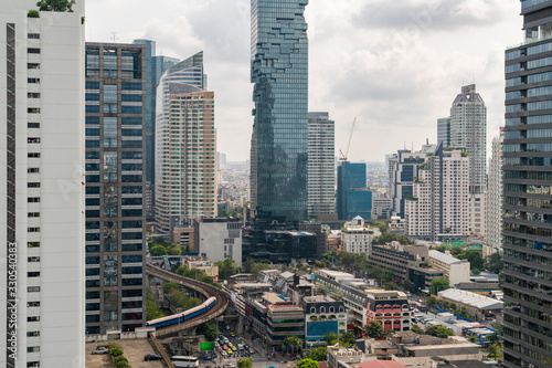 Modern unique Asian city panorama view  day time. Mixture of architect styles