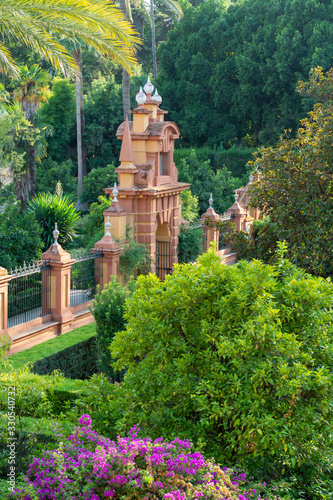 September 9, 2019, Sevilla, Andalusia, Spain, beautiful green gardens in moorish palace Alcazar © barmalini