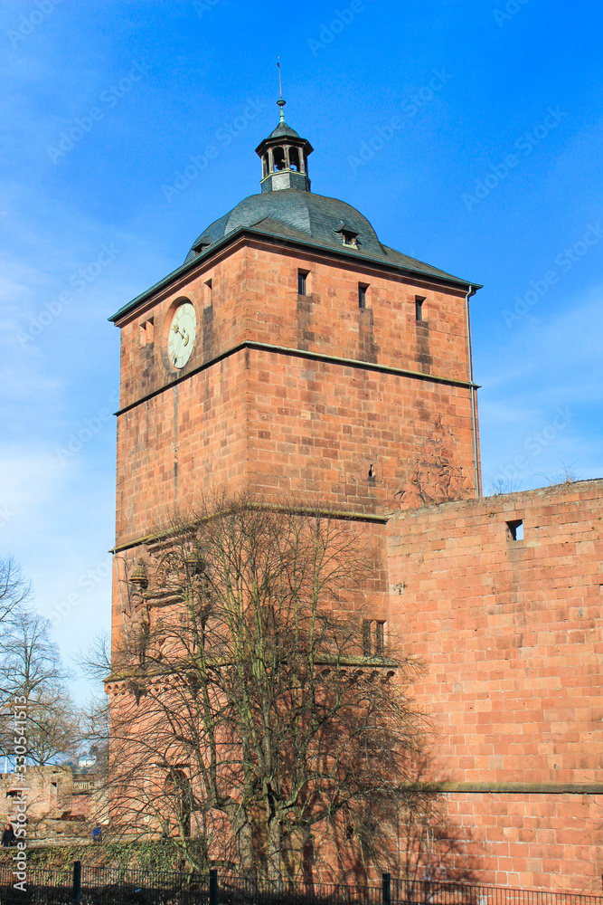 Heidelberger Castle Tower (in german Torturm) and (In german Heidelberger Schloss) Heidelberg Baden-Württemberg Germany