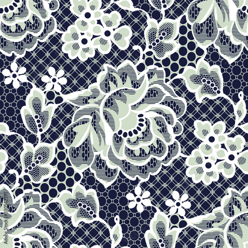 Vector Floral Romantic Lace Seamless Pattern