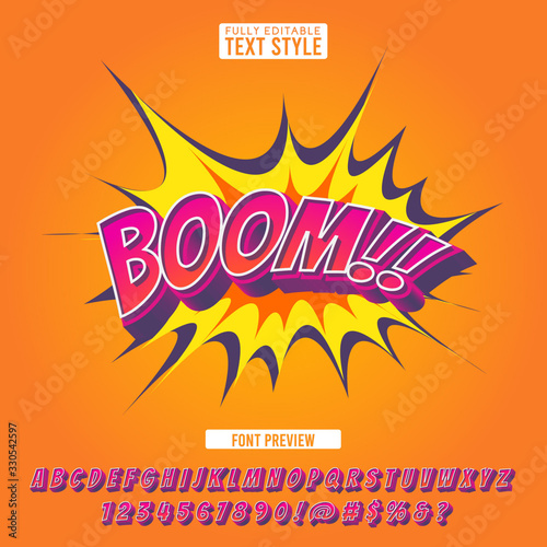 Creative explosion comic font 3D style effect cartoon pop art editable text effect