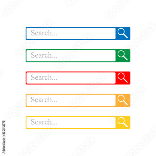 Web search form and button with loupe sign. Variations colors rounded rectangle image