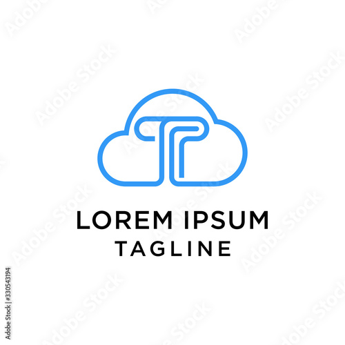 Initial T Cloud Logo Design Template