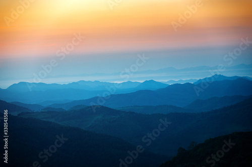 Majestic sunset in the blue mountains landscape © nutt