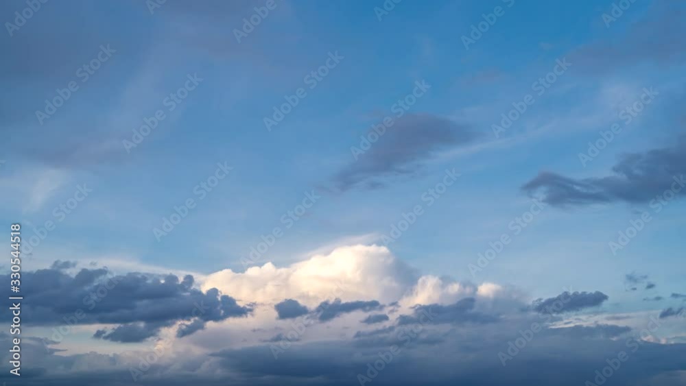 Time lapse of twilight pastel blue sky with moving clouds and huge stormy rainy cloud covered heaven. 4K footage Time lapse of twilight pastel blue sky with moving clouds and huge stormy rainy cloud covered heaven. 4K footage