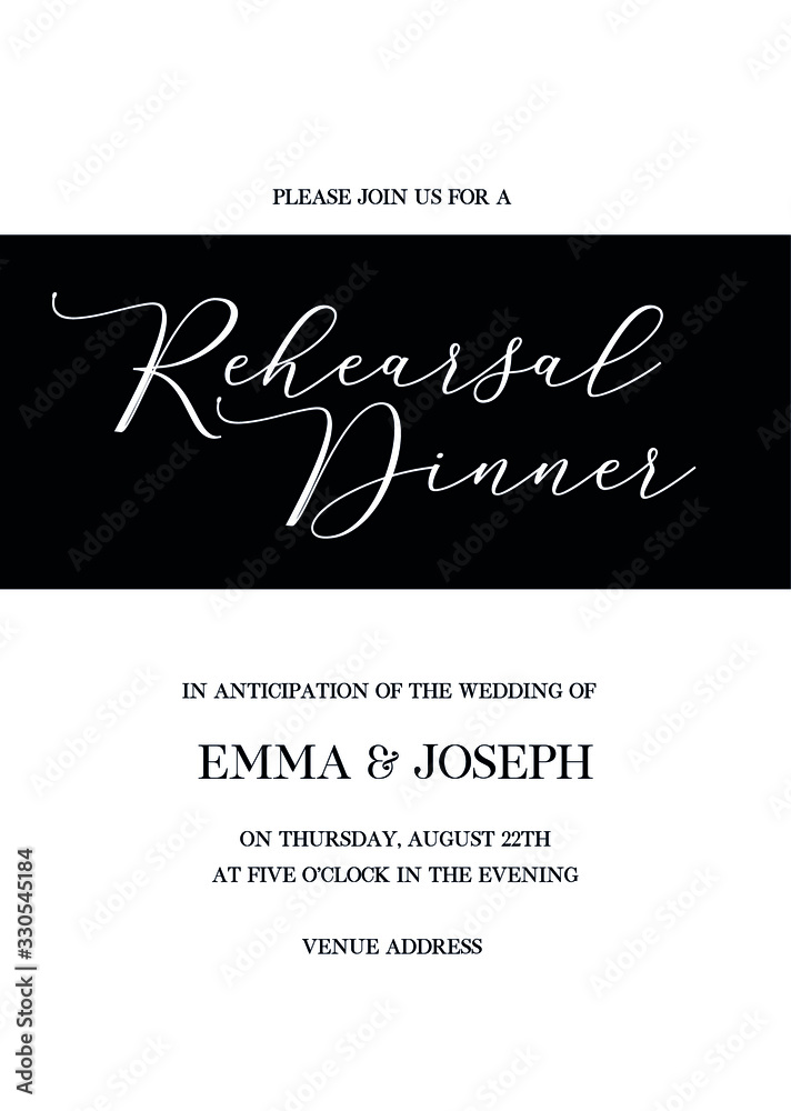 Rehearsal Dinner hand written calligraphy vector invitation card Rehearsal Dinner hand written calligraphy vector invitation card