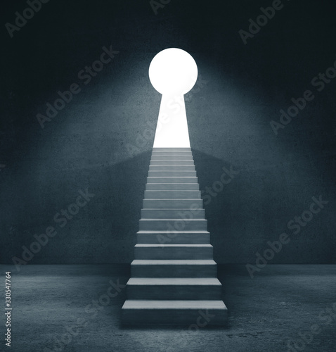 Abstract concrete room keyhole