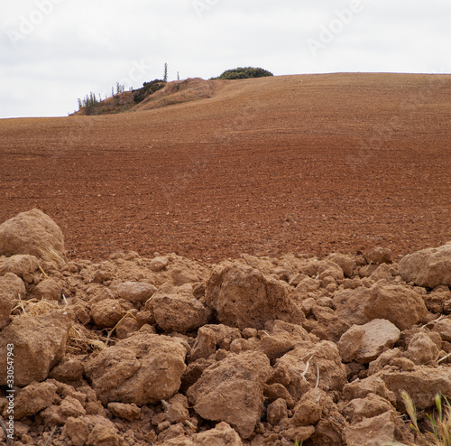 Paisaje agrícola desértico afectado por sequía y cambio climático