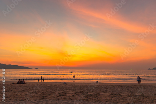 scenery sunset at Patong beach,Phuket,Thailand. © Narong Niemhom