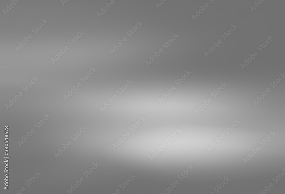 Abstract siver gradient background. Dedocused lights wallpaper. Soft grey color modern backdrop. Template for design.