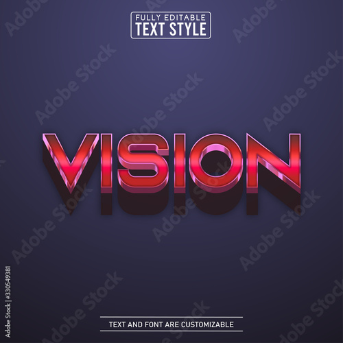 Modern elegant 3D futuristic red metallic editable text effect