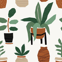 Keuken achterwand Planten in pot patronen Papercut organische plantvormen patroon  © C Design Studio
