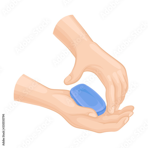 Hand Washing and Cleansing Using Soap Vector Illustration