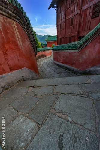 A winding passage in Prince Slope or called Taizi Po or Fuzhen Guan, Wudang Mountains, Hubei province, China photo