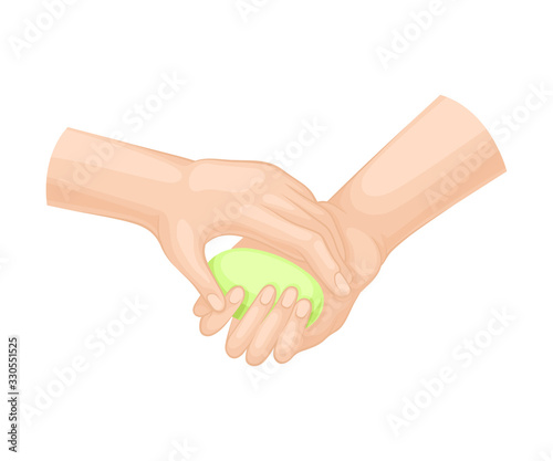 Hand Washing and Cleansing Using Soap Vector Illustration