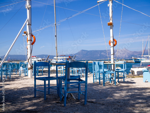 Typical terrace of a restaurant in corfu greece