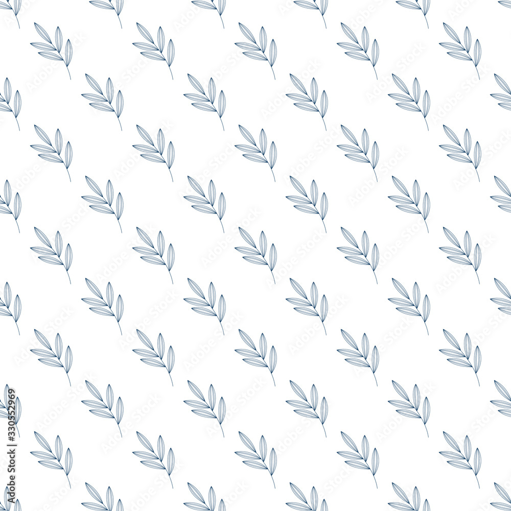 Seamless geometric pattern with leaves, blades of grass and twigs Seamless geometric pattern with leaves, blades of grass and twigs