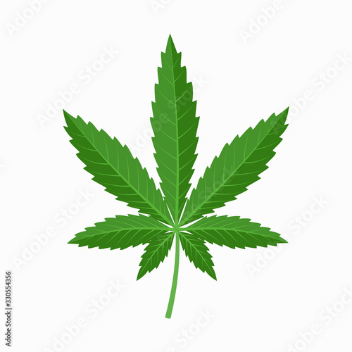 Cannabis leaf icon in flat design isolated on white background. Industrial hemp leaf logo concept.