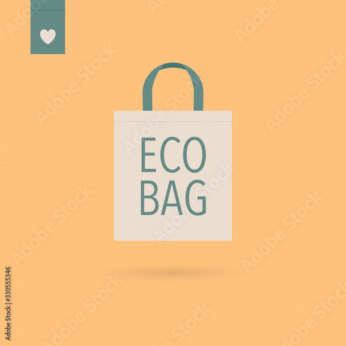 Eco bag vector icon. Cloth Bag Tote sign. Zero waste Eco-friendly concept illustration isolated on yellow background