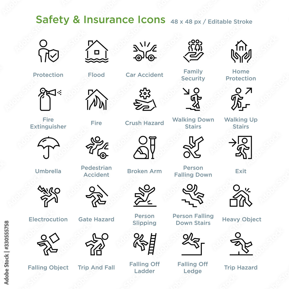 Safety And Insurance Icons - Outline