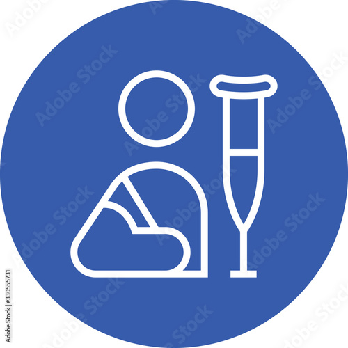 Person With Broken Arm And Crutches Outline Icon