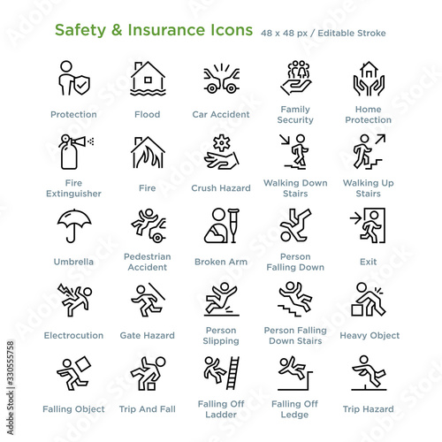 Safety And Insurance Icons - Outline