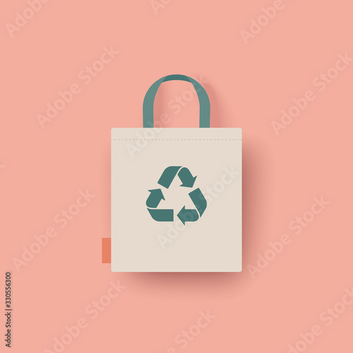 Eco bag vector icon. Cloth Bag Tote sign. Zero waste Eco-friendly concept illustration isolated on pink background