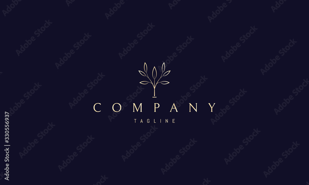 Vector golden logo on which an abstract image of an elegant laurel tree. Vector golden logo on which an abstract image of an elegant laurel tree.