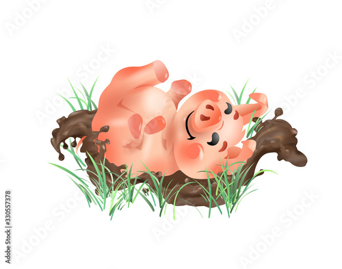 Little funny piglets, play and frolic