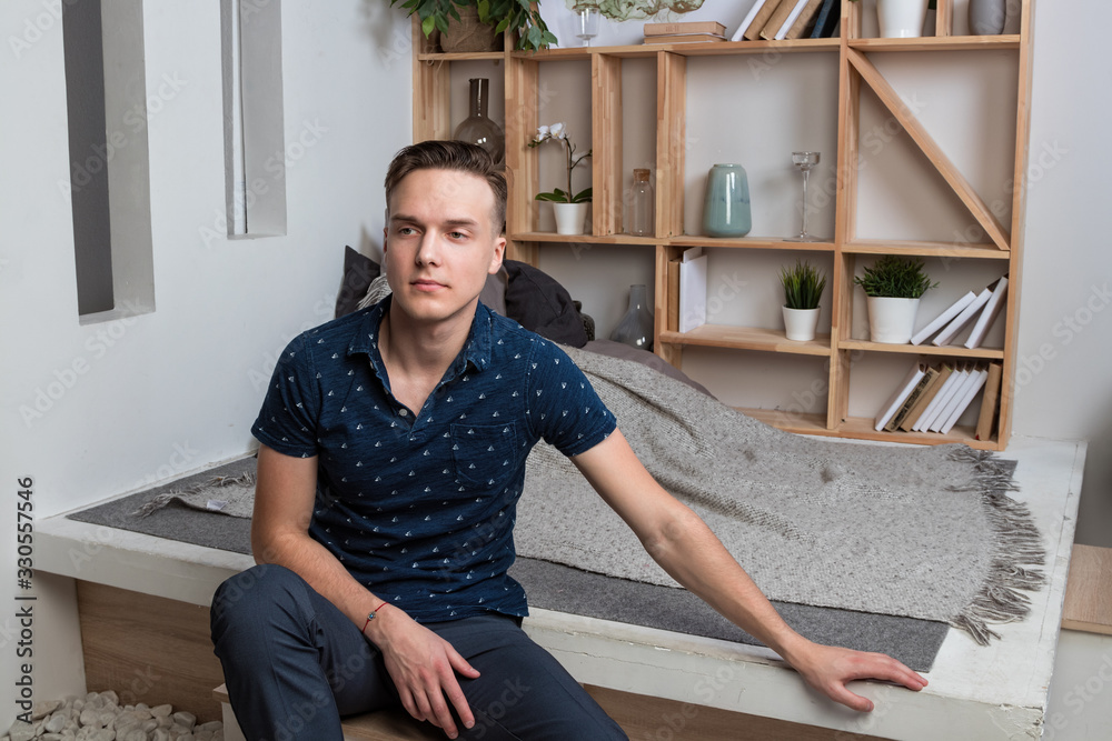 Young handsome man in casual cloth sitting and relax Young handsome man in casual cloth sitting and relax