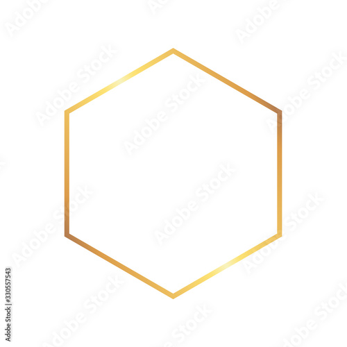Golden style thin hexagon luxury frame on the white background. Perfect design for headline, logo and sale banner. Vector illustration