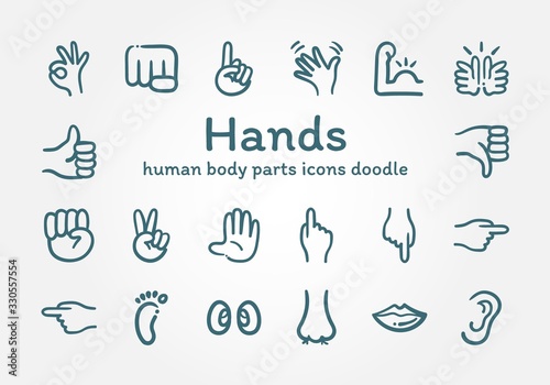 Hands Human Body Parts icons doodle