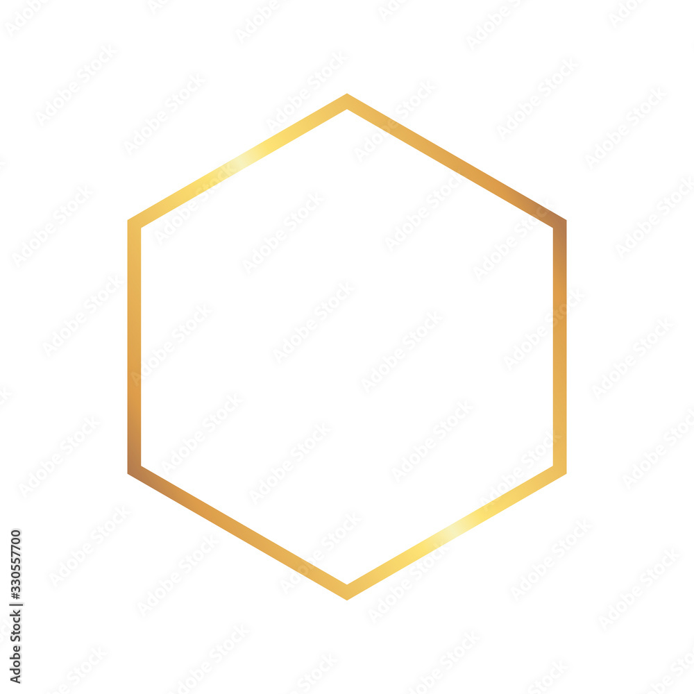 Golden thin style hexagon luxury frame on the white background. Perfect design for headline, logo and sale banner. Vector illustration Golden thin style hexagon luxury frame on the white background. Perfect design for headline, logo and sale banner. Vector illustration