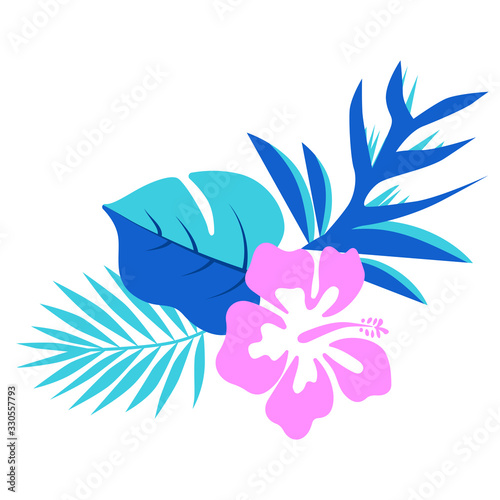 Abstract summer art with extotic flowers vector illustration