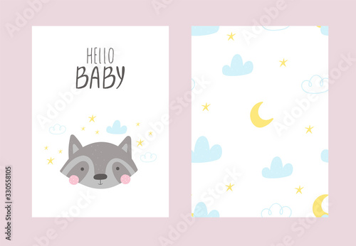 Baby Shower card design. Cute hand drawn . vector print