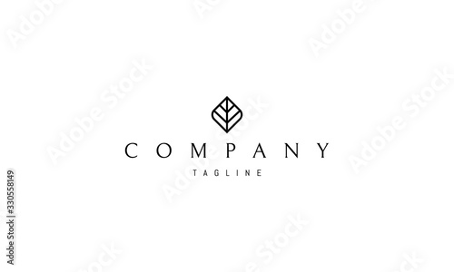 Vector logo on which an abstract image of a minimalist leaf.