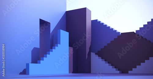 Architectural construction  bright building  metro  hallway in sun light - 3d  render. Simple  trendy architectural illustration for advertising  business  presentations  wallpapers.