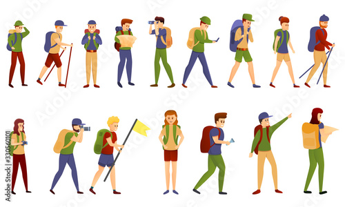 Exploration icons set. Cartoon set of exploration vector icons for web design